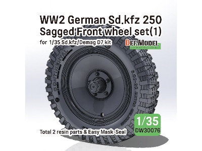 Ww2 German Sd.Kfz 250 Sagged Front Wheel Set (1) (For Sd.Kfz, Demag D7 Kit) - zdjęcie 1