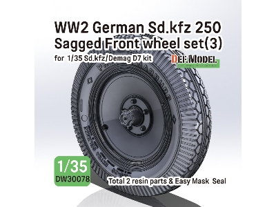 Ww2 German Sd.Kfz 250 Sagged Front Wheel Set (3) (For Sd.Kfz, Demag D7 Kit) - zdjęcie 1