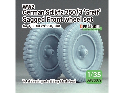 Ww2 German Sd.Kfz 250/3 'greif' Sagged Front Wheel Set (For Sd.Kfz 250/3 Kit) - zdjęcie 1