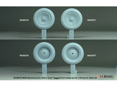 Ww2 German Sd.Kfz 250/3 'greif' Sagged Front Wheel Set (For Sd.Kfz 250/3 Kit) - zdjęcie 3