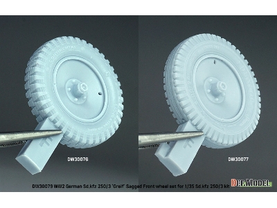 Ww2 German Sd.Kfz 250/3 'greif' Sagged Front Wheel Set (For Sd.Kfz 250/3 Kit) - zdjęcie 4
