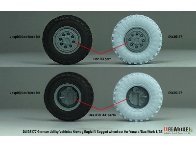 German Utility Vehicles Mowag Eagle Iv Sagged Wheel Set (For Vespid/Das Werk Kit) - zdjęcie 7