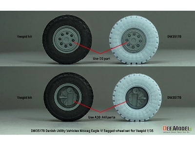 Danish Utility Vehicles Mowag Eagle Iv Sagged Wheel Set (For Vespid Kit) - zdjęcie 7