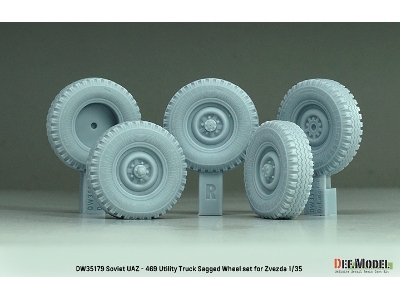 Soviet Uaz-469 Utility Truck Sagged Wheel Set (For Zvezda Kit) - zdjęcie 2