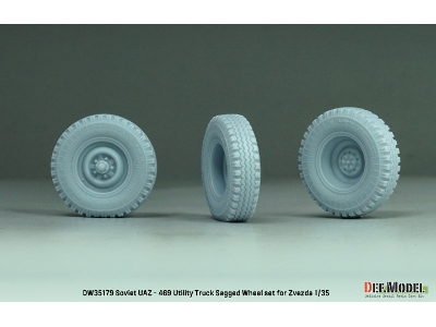 Soviet Uaz-469 Utility Truck Sagged Wheel Set (For Zvezda Kit) - zdjęcie 4