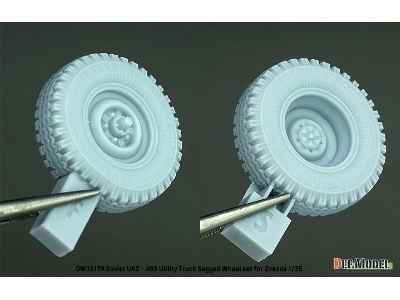 Soviet Uaz-469 Utility Truck Sagged Wheel Set (For Zvezda Kit) - zdjęcie 5