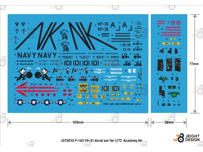 F-14d Tomcat Decal Set, Vf-31 'tomcatters' (For Academy 12563) - zdjęcie 2