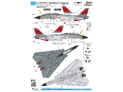F-14d Tomcat Decal Set, Vf-31 'tomcatters' (For Academy 12563) - zdjęcie 3