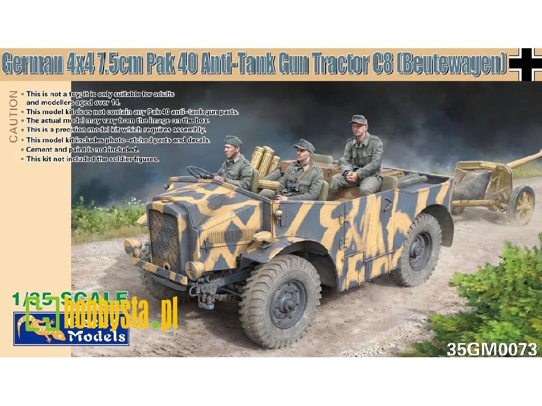German 4x4 7,5cm Pak 40 Anti-tank Gun Tractor C8 (Beutewagen) - zdjęcie 1 German 4x4 7,5cm Pak 40 Anti-tank Gun Tractor C8 (Beutewagen) - zdjęcie 1