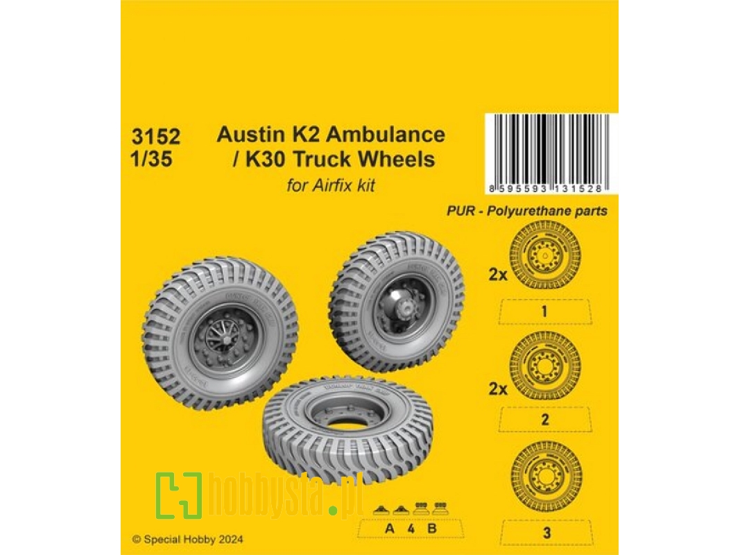 Austin K2 Ambulance / K30 Truck Wheels (For Airfix Kit) - zdjęcie 1 Austin K2 Ambulance / K30 Truck Wheels (For Airfix Kit) - zdjęcie 1