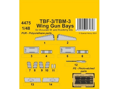 Tbf-3/Tbm-3 Wing Gun Bays (For Accurate M. And Academy Kits) - zdjęcie 1