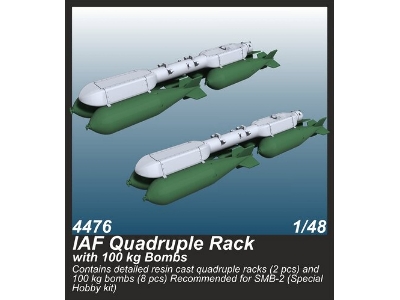 Iaf Quadruple Rack With 100kg Bombs (2pcs) (For Smb-2, Sa'ar And Mirage Iii Kits)) - zdjęcie 1