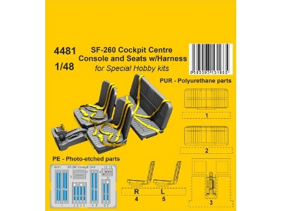 Sf-260 Cockpit Centre Console And Seats With Harness (For Special Hobby Kits) - zdjęcie 1