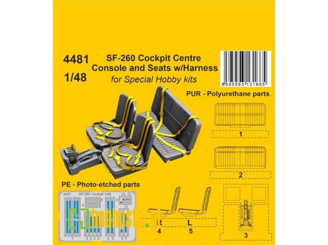 Sf-260 Cockpit Centre Console And Seats With Harness (For Special Hobby Kits) - zdjęcie 1