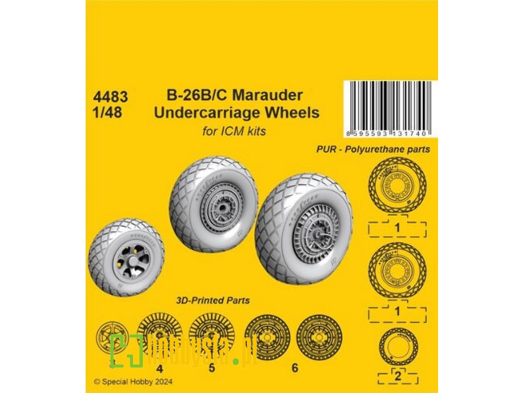 B-26b/C Marauder Undercarriage Wheels (For Icm Kits) - zdjęcie 1 B-26b/C Marauder Undercarriage Wheels (For Icm Kits) - zdjęcie 1