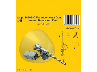 B-26b/C Marauder Nose Gun, Ammo Boxes And Feed (For Icm Kits) - zdjęcie 1