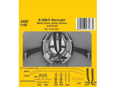 B-26b/C Marauder - Waist Guns, Ammo Boxes And Feed (For Icm) - zdjęcie 1