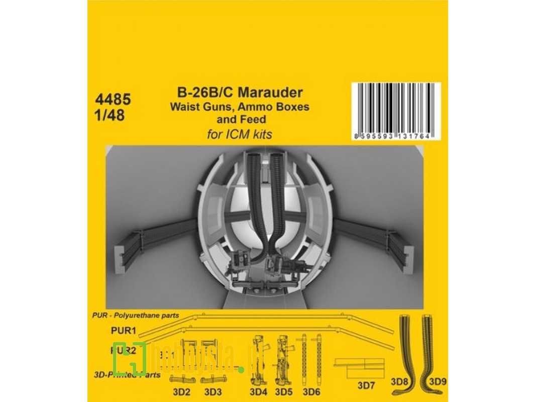 B-26b/C Marauder - Waist Guns, Ammo Boxes And Feed (For Icm) - zdjęcie 1 B-26b/C Marauder - Waist Guns, Ammo Boxes And Feed (For Icm) - zdjęcie 1
