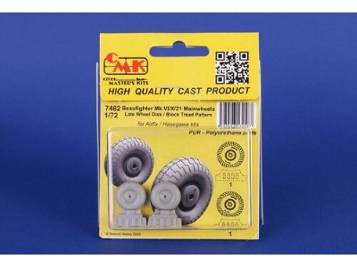 Beaufighter Mk.Vi/X/21 Mainwheels - Late Wheel Disk / Block Tread Pattern (For Airfix/Hasegawa) - zdjęcie 2