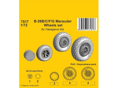B-26b/C/F/G Marauder Wheels Set (For Hasegawa Kits) - zdjęcie 1