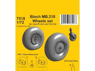 Bloch Mb.210 Wheels Set (For Azur/Frrom, Special Hobby) - zdjęcie 1