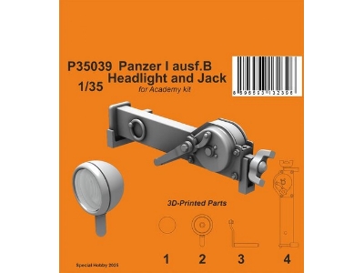 Panzer I Ausf.B Headlight And Jack (For Academy) - zdjęcie 1