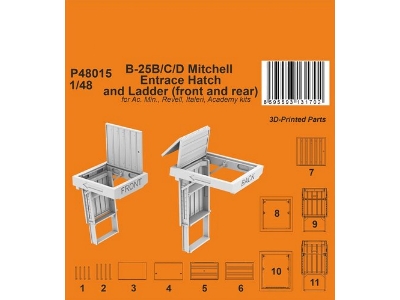 B-25b/C/D Mitchell Entrace Hatch And Ladder (Front And Rear) (For Accurate Miniatures, Revell, Italeri, Academy) - zdjęcie 1