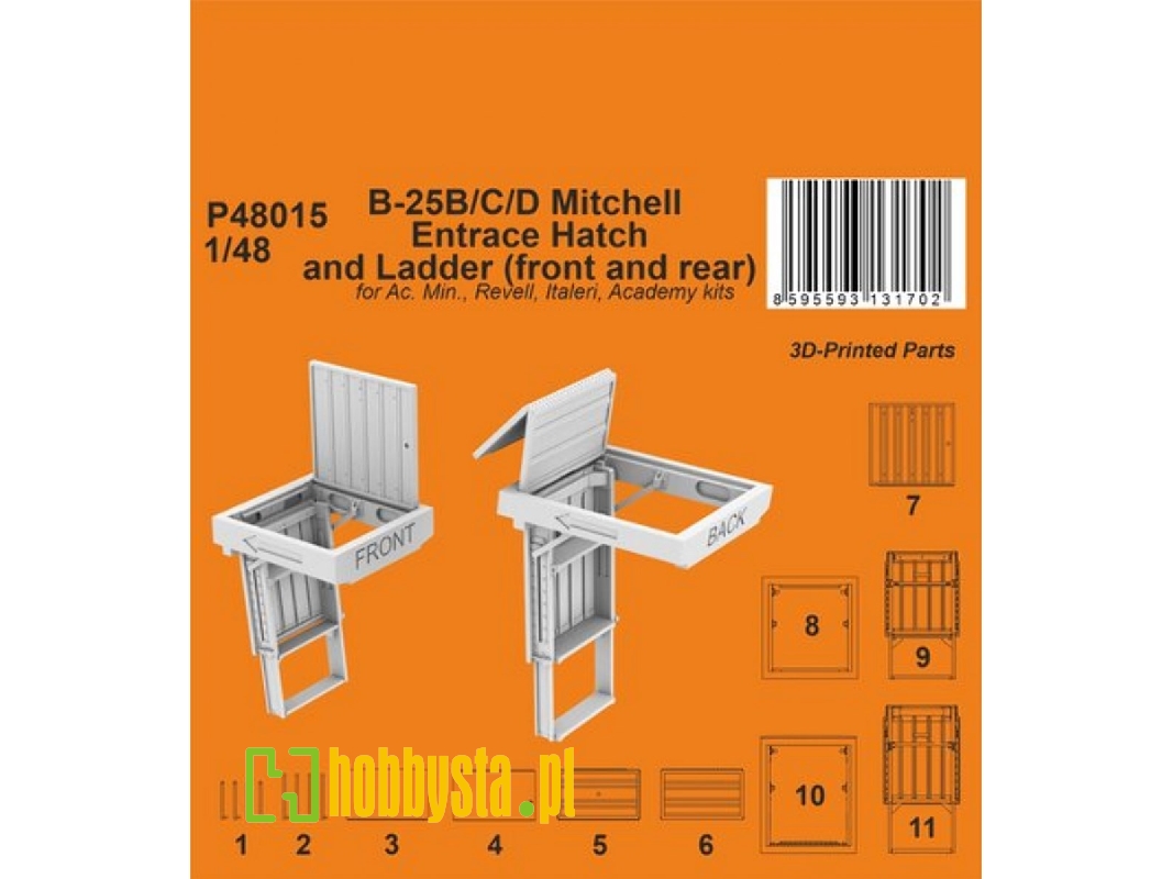 B-25b/C/D Mitchell Entrace Hatch And Ladder (Front And Rear) (For Accurate Miniatures, Revell, Italeri, Academy) - zdjęcie 1 B-25b/C/D Mitchell Entrace Hatch And Ladder (Front And Rear) (For Accurate Miniatures, Revell, Italeri, Academy) - zdjęcie 1