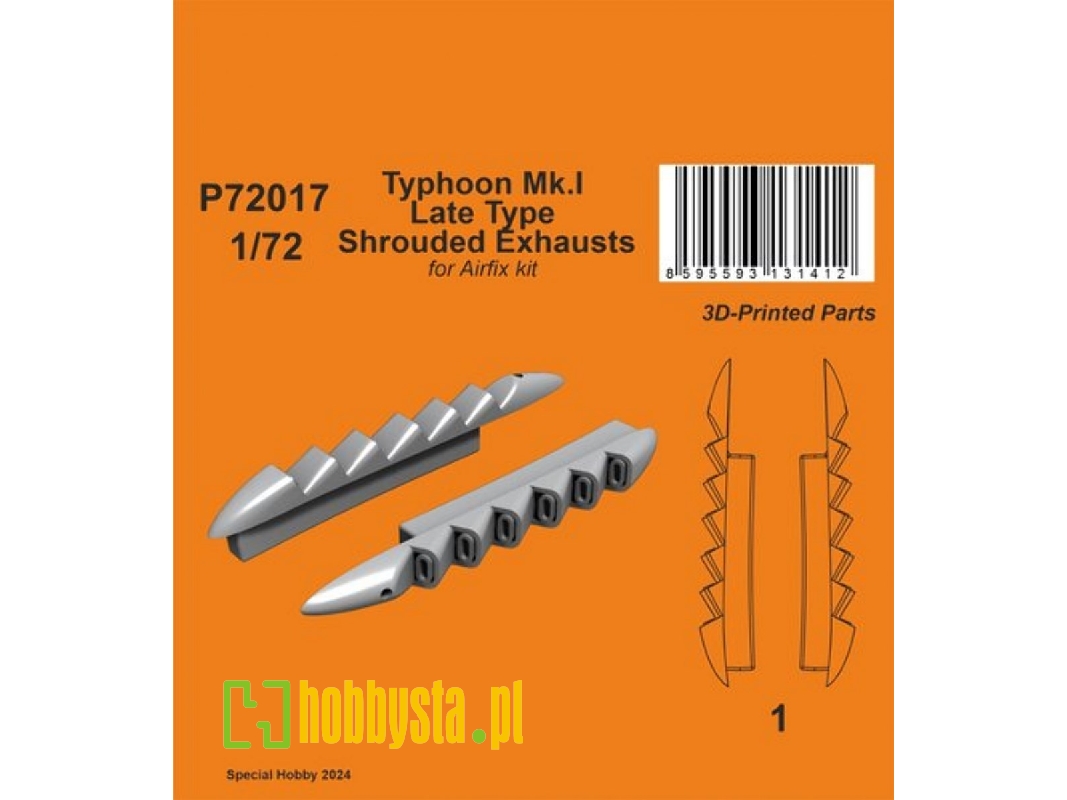 Typhoon Mk.I Late Type Shrouded Exhausts (For Airfix Kit) - zdjęcie 1 Typhoon Mk.I Late Type Shrouded Exhausts (For Airfix Kit) - zdjęcie 1