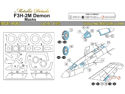 Mcdonnell F3h-2m Demon - Canopy Frame And Wheels Paint Masks (Designed Hobby Boss Kits) - zdjęcie 1