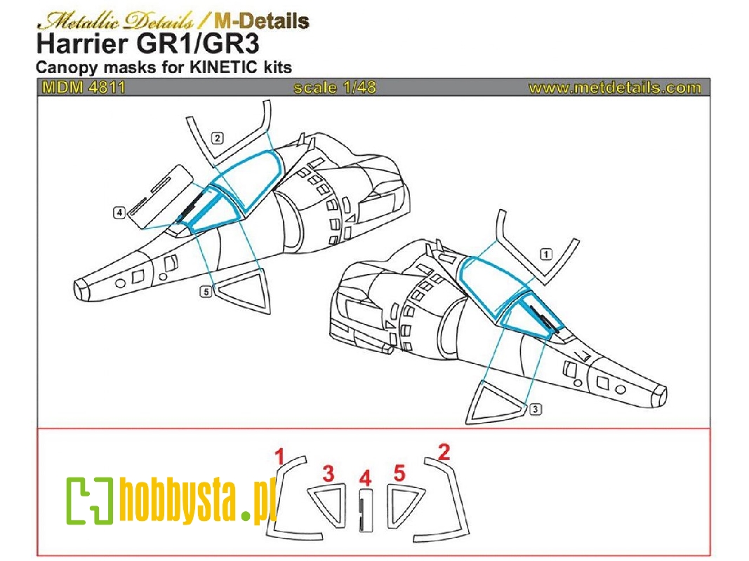 Bae Harrier Gr.1/3 Canopy Masks (Designed To Be Used With Kinetic Model Kits) - zdjęcie 1 Bae Harrier Gr.1/3 Canopy Masks (Designed To Be Used With Kinetic Model Kits) - zdjęcie 1