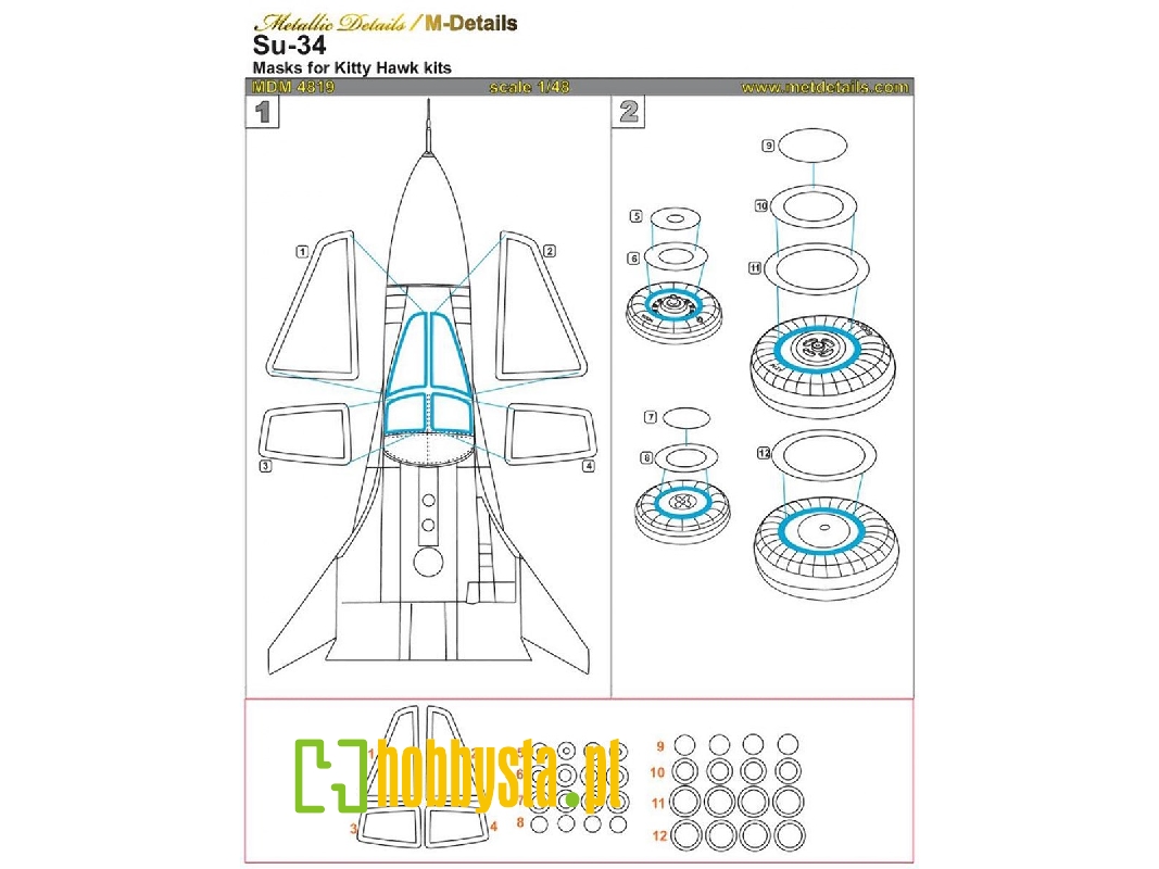 Sukhoi Su-34 Masks (Designed To Be Used With Kitty Hawk Models Kits) - zdjęcie 1 Sukhoi Su-34 Masks (Designed To Be Used With Kitty Hawk Models Kits) - zdjęcie 1
