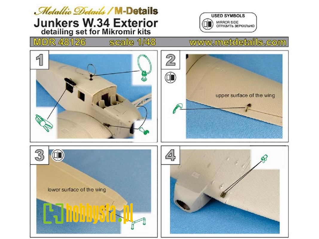 Junkers W.34 Exterior Details (Designed To Be Used With Mikro-mir Kits) - zdjęcie 1 Junkers W.34 Exterior Details (Designed To Be Used With Mikro-mir Kits) - zdjęcie 1