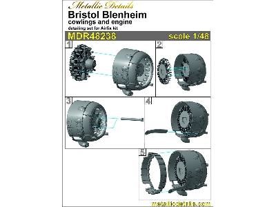 Bristol Blenheim Mk.I - Cowlings And Engines 3d-printed  (For Airfix Kits) - zdjęcie 2