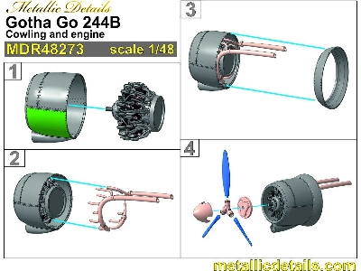 Gotha Go-244 B - Cowlings And Engines 3d-printed (For Icm Kits) - zdjęcie 2