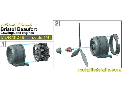 Bristol Beaufort Mk.I / Mk.Ia - Cowlings And Engines 3d-printed (For Icm Kits) - zdjęcie 2