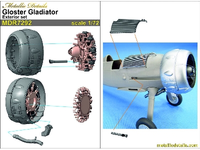 Gloster Gladiator - 3d-printed Exterior Set - Cowling, Engine, Exhausts, Radiator, Wheels Etc - zdjęcie 1