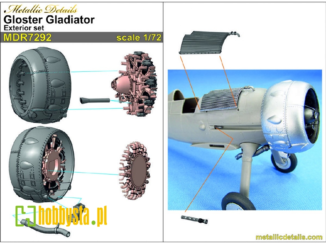 Gloster Gladiator - 3d-printed Exterior Set - Cowling, Engine, Exhausts, Radiator, Wheels Etc - zdjęcie 1 Gloster Gladiator - 3d-printed Exterior Set - Cowling, Engine, Exhausts, Radiator, Wheels Etc - zdjęcie 1