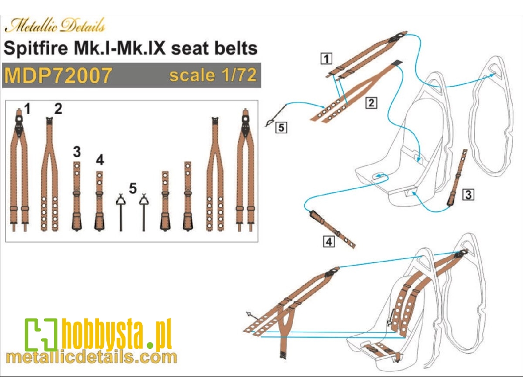 Supermarine Spitfire Mk.I - Mk.Ix - Seat Belts - zdjęcie 1 Supermarine Spitfire Mk.I - Mk.Ix - Seat Belts - zdjęcie 1