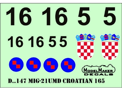 Mig-21umd Croatian 165 Display Plane - zdjęcie 1