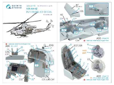 Bell Ah-1 Z - Interior 3d Decal With 3d-printed Resin Parts (For Academy Kits) - zdjęcie 12