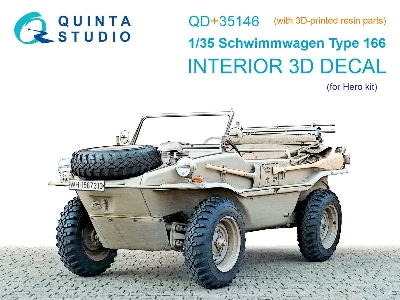 Schwimmwagen Type 166 - 3d-printed & Coloured Interior On Decal Paper With 3d-printed Resin Parts (For Hero Kits) - zdjęcie 1