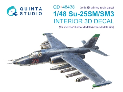 Sukhoi Su-25 Sm/Sm3 - Interior 3d Decal With 3d-printed Resin Parts (For Zvezda/Quinta Models And Arma Models Kits) - zdjęcie 2