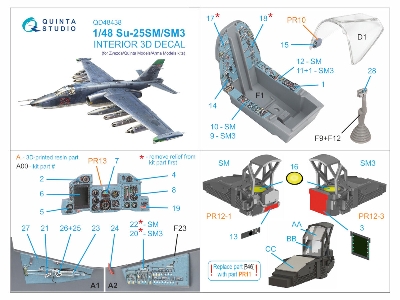 Sukhoi Su-25 Sm/Sm3 - Interior 3d Decal With 3d-printed Resin Parts (For Zvezda/Quinta Models And Arma Models Kits) - zdjęcie 1