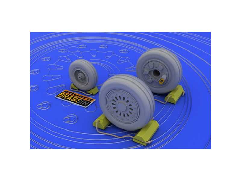 F-16 early wheels 1/48 - Tamiya - żywica i blaszki - zdjęcie 1 F-16 early wheels 1/48 - Tamiya - żywica i blaszki - zdjęcie 1