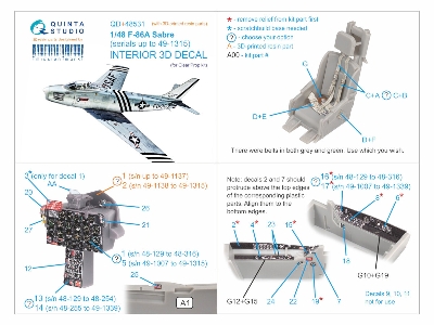 F-86 A Sabre - 3d-printed & Coloured Interior On Decal Paper With 3d-printed Resin Part (For Clear Prop Kits) - zdjęcie 2