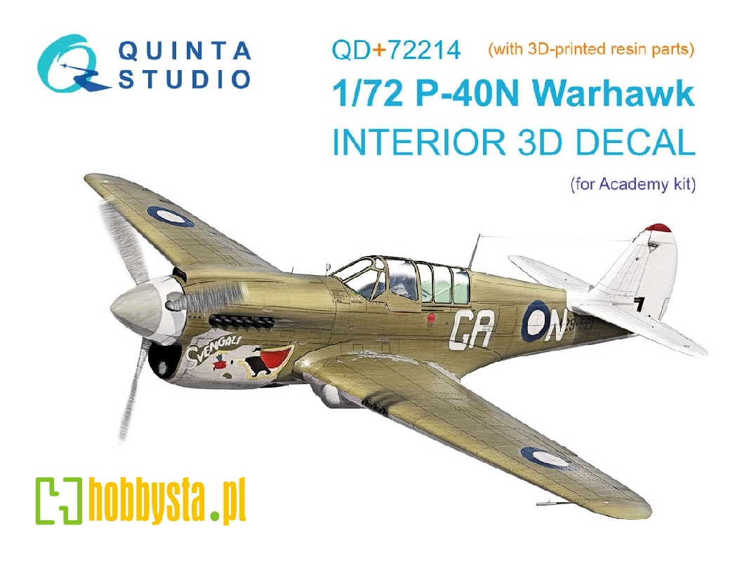Cutiss P-40 N Warhawk -3d-printed & Coloured Interior On Decal Paper With 3d-printed Resin Parts (For Academy Kits) - zdjęcie 1 Cutiss P-40 N Warhawk -3d-printed & Coloured Interior On Decal Paper With 3d-printed Resin Parts (For Academy Kits) - zdjęcie 1