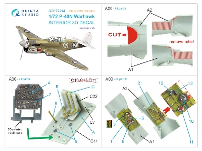 Cutiss P-40 N Warhawk -3d-printed & Coloured Interior On Decal Paper With 3d-printed Resin Parts (For Academy Kits) - zdjęcie 1