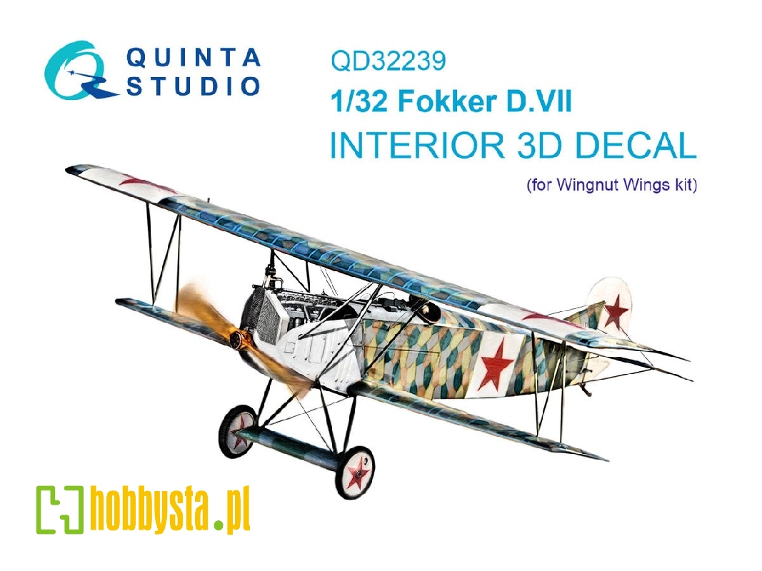 Fokker D.Vii - 3d-printed & Coloured Interior On Decal Paper (For Wingnut Wings Kits) - zdjęcie 1 Fokker D.Vii - 3d-printed & Coloured Interior On Decal Paper (For Wingnut Wings Kits) - zdjęcie 1