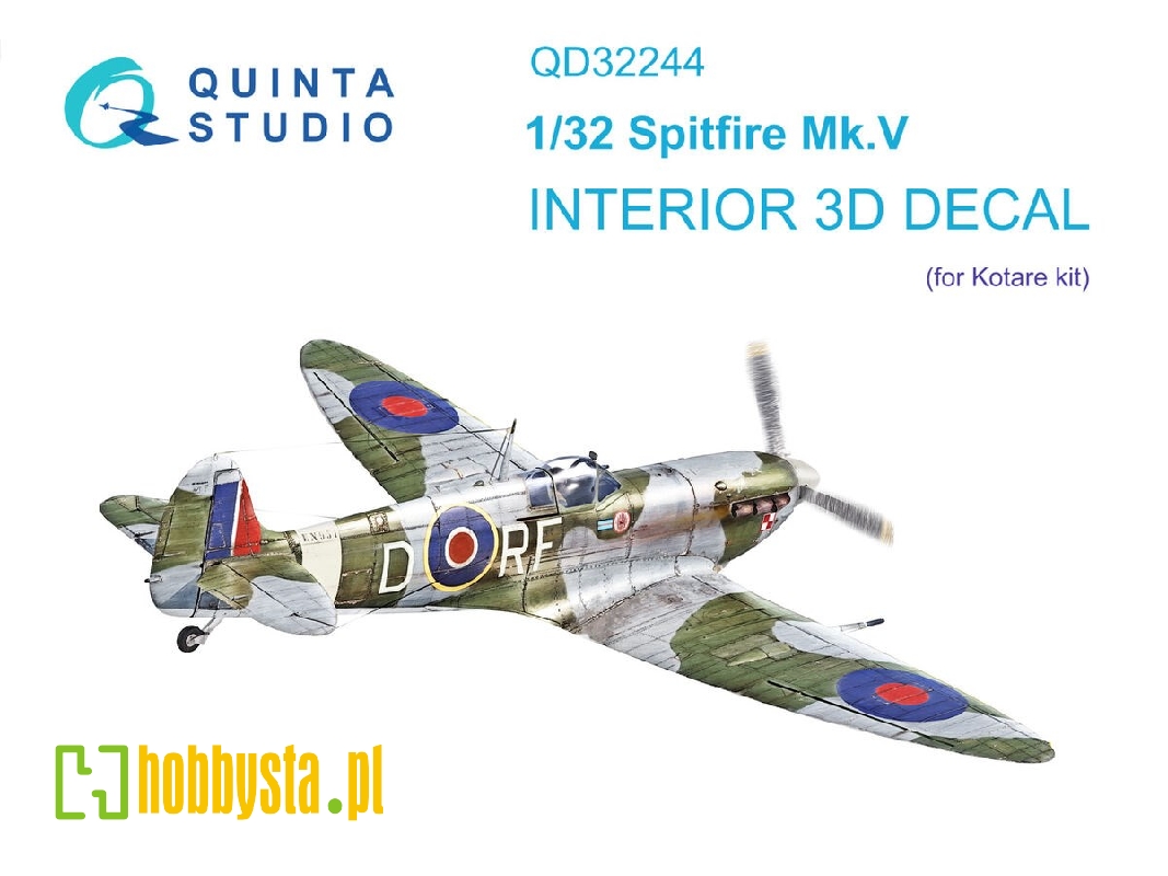 Supermarine Spitfire Mk.V - 3d-printed & Coloured Interior On Decal Paper (For Kotare Kits) - zdjęcie 1 Supermarine Spitfire Mk.V - 3d-printed & Coloured Interior On Decal Paper (For Kotare Kits) - zdjęcie 1